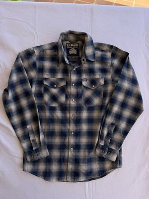 Dixxon Mens The Midway Flannel Shirt Size Small Blue White Plaid Snap