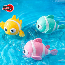Cute Clown Fish Wind Up Bath Toy Floating Swimming Toddler Baby Toy