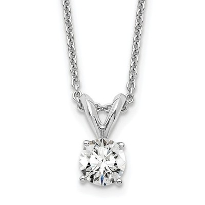 14k Weißgold Rundschliff Lab gezüchteter Diamant VS + F + Solitär Anhänger Halskette 18''