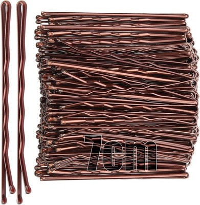 7 cm braune Haargriffe 50 Stück lang Haarnadeln gewellt Kirby Griffe Damen Mädchen