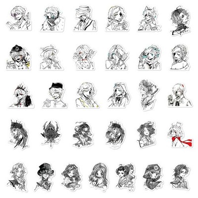 62Pcs Identity V Anime Black White Sticker Cartoon Decoration DIY Book