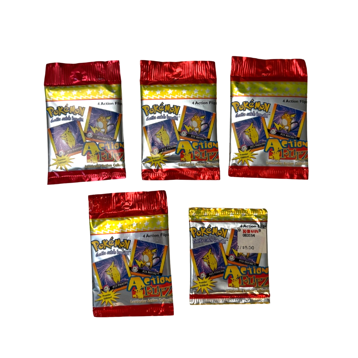 Vintage 1999 Pokémon Action Flipz Sealed Pack Lot of 5 ArtBox