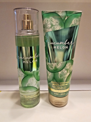 2 pc Bath & Body Works CUCUMBER MELON Body Cream + Mist NEW & Sealed
