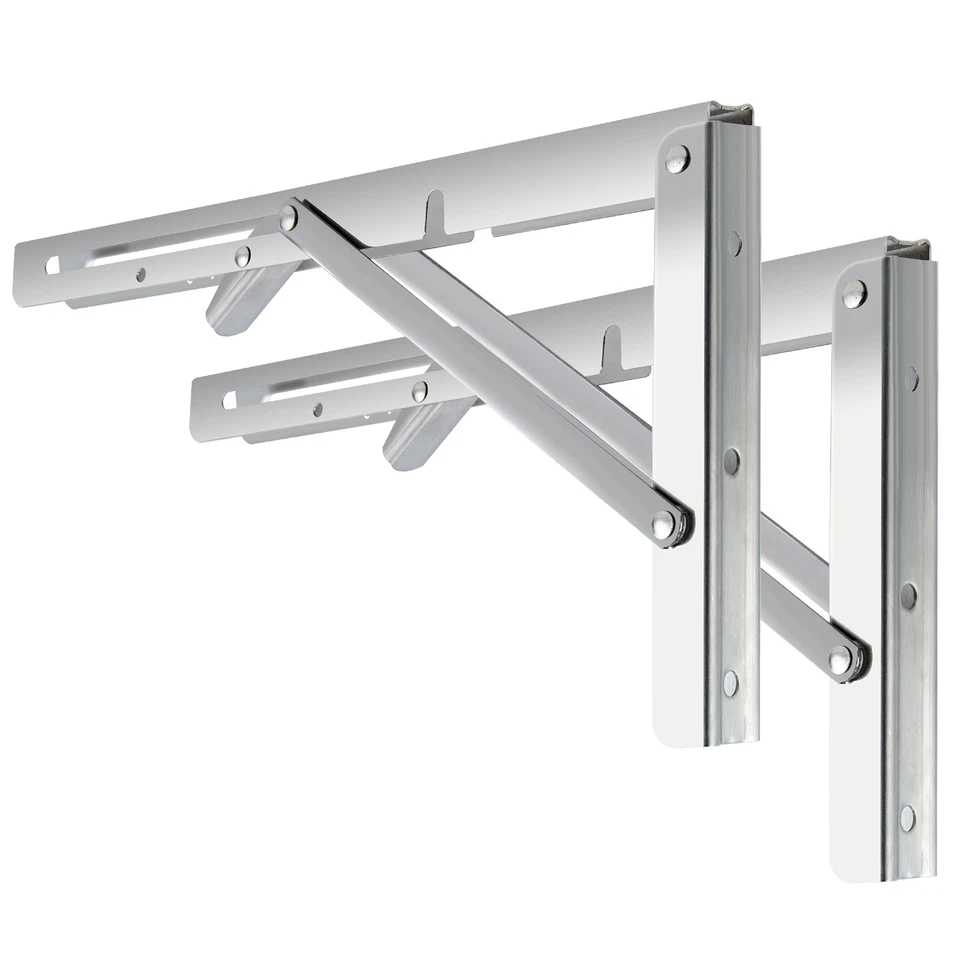 2/4PC Folding Shelf Brackets 8"-20" Stainless Steel Drop Down Bracket Heavy Duty - Image 4 of 4