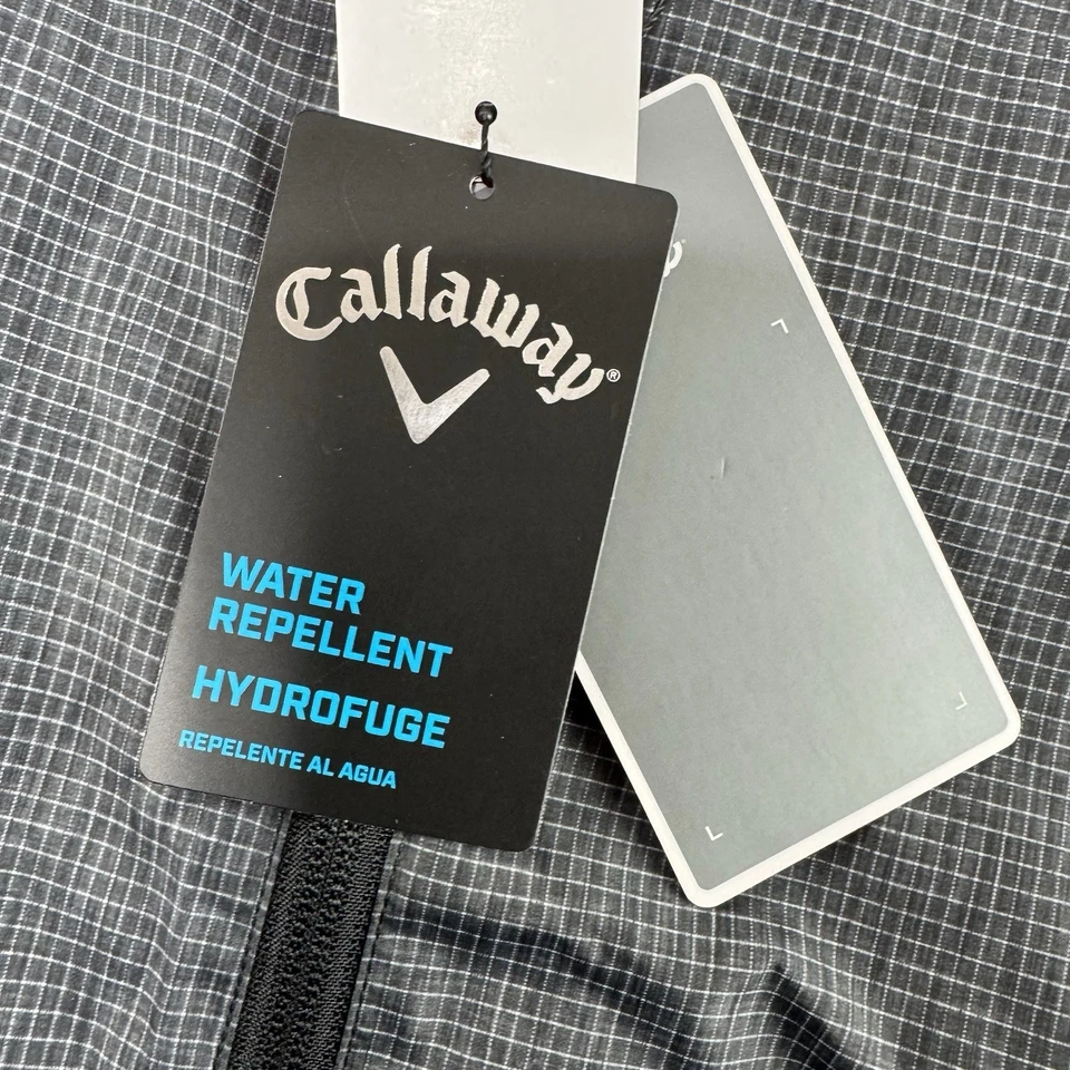 NWT Callaway Jacket Full Zip XL Hooded Lightweight Shell Hydrofuge Black Gray - Image 4 of 4