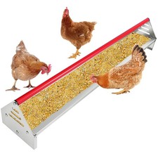 Chicken Feeding Trough 45, Heavy Duty Galvanized Steel Feeder with Drainage H...