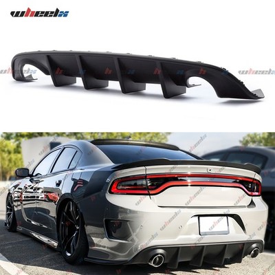 Rear Bumper Matte Black Diffuser Lip PP Valance For 2015-2023 Dodge Charger SRT