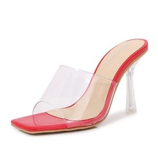 Women's Clear Slippers High Heels Casual Dress Ladies Beach Evening Slides Mules