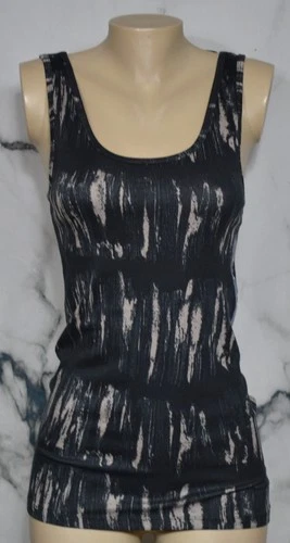 MOSSIMO NEW NWT Black Gray Patterned Tank Top Large Cotton Modal Spandex