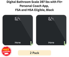 Digital Battery Powered Bathroom Scale 397 lbs FSA and HSA Eligible, Black--2 Pk