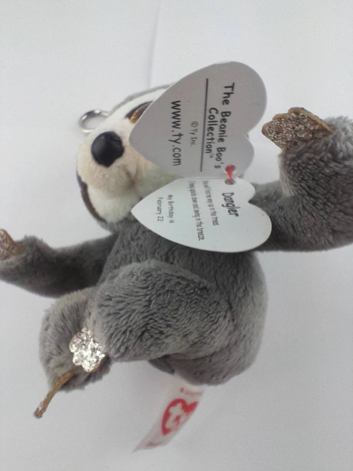 Ty Boos Plüschtier Faultier Dangler Schlüsselanhänger aus Sammlung 2018 Herz Tag - Bild 2 von 4