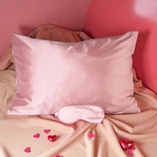 NEW Satin Pillow Case & Sleep Mask Set in Pink in nice gift bag