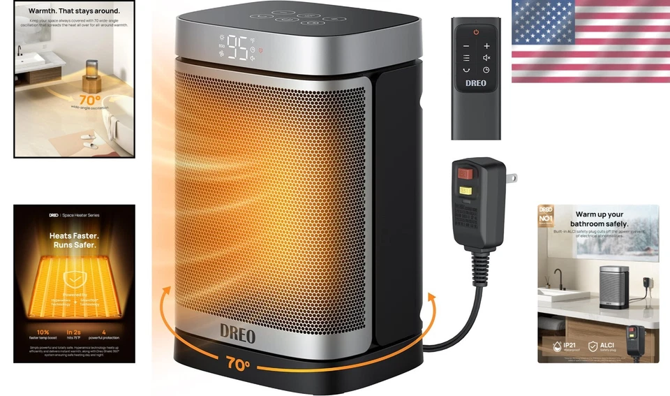 Portable Bathroom Space Heater, 1500W Quiet Ceramic Heater - Image 2 of 4