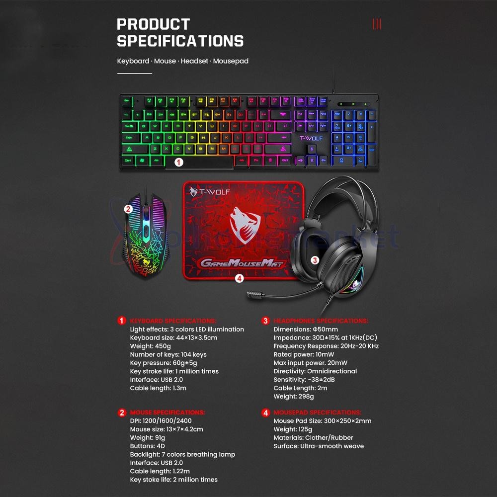 Kit gamer 4 en 1 con luces LED, teclado mecánico RGB, mouse, audífonos y accesorios para PC, imagen 10