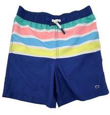Crown Ivy Kids Swim Trunks Boys Size 5 Blue Striped Beach Shorts