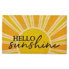 Hello Sunshine Yellow Rectangular Coir Doormat 18X30 Non Slip Pvc Backing