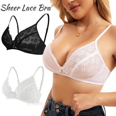 Women's Floral Lace Bra Wireless Non Padded Soft Cup Full Coverage No Padding