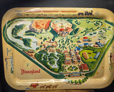 RARE 1950S DISNEYLAND DISNEY SOUVENIR PARK TV TRAY MAP OF PARK CALIFORNIA METAL