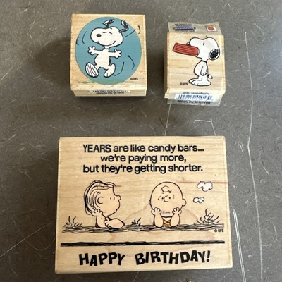 Peanuts Rubber Stamp Lot Snoopy Linus Charlie Brown Birthday Stampabilities 2002