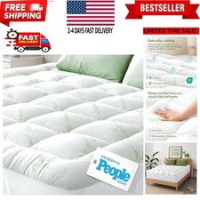 Ultra Soft King Size Mattress Topper - Bamboo Pillow Top for Back Pain Relief