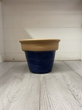 Large Glazed Terracotta Pot Blue 23cm X 23cm X 18cm S3