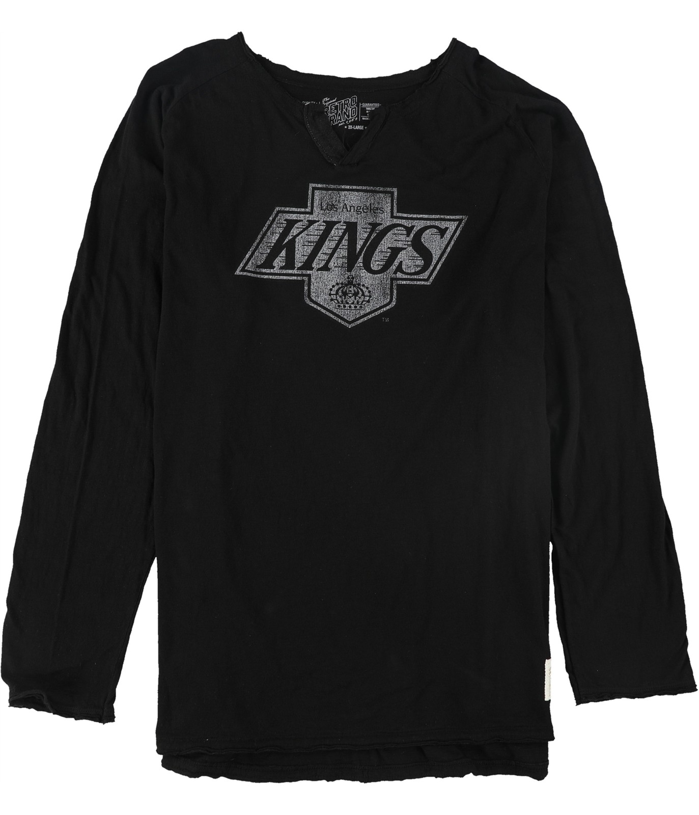 Retro Brand Mens Longsleeve Team Logo Henley Shirt, Black, XX-Large
