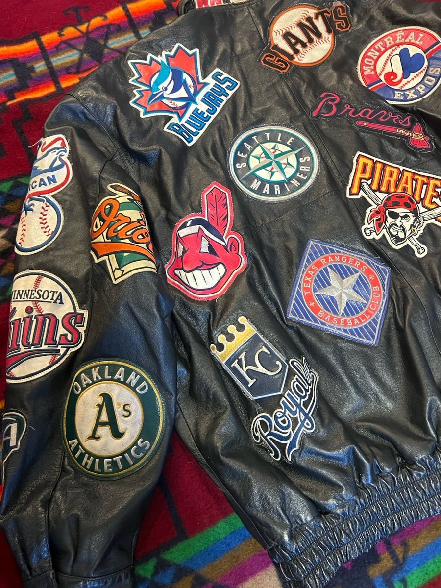 5XL - JH Design Leather MLB Baseball Team Patches Jacket Jeff