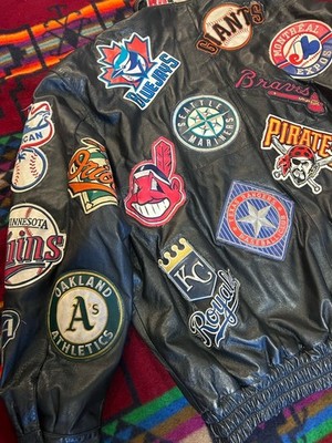 5XL - JH Design Leather MLB Baseball Team Patches Jacket Jeff