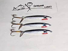   3 - 3/4 oz Shiner Minnow Lead Fishing Jigging Casting Spoon Lure black silver