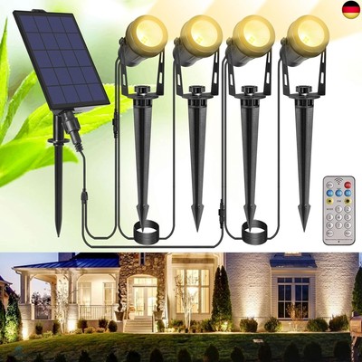 B-right Solar Strahler Gartenleuchten mit Fernbedienung, IP65 4 Stück 