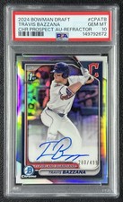 TRAVIS BAZZANA PSA 10 2024 BOWMAN CHROME DRAFT 1ST REFRACTOR AUTO 280/499