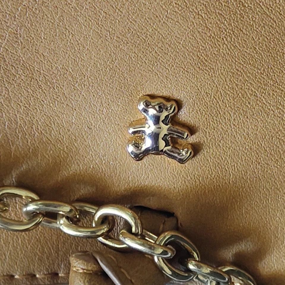 Lancel sac bandoulière femme à carreaux beige bleu marron chaîne dorée zip - Photo 3/4