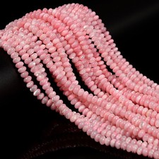 Pink Mother of Pearl MOP Shell Smooth Rondelle Beads 3x4mm 4x6mm 5x8mm 15.5"Strd