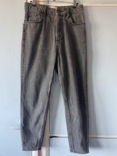 Men’s Super High Waisted Tapered Jeans - 28 Waist - Grey Denim Trousers