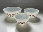 Vintage Pyrex 401 402 403 Early American Set of 3 Mixing Bowls Nesting