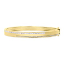 0.76 CT 14K or Jaune Channel Set Baguette Diamant Rond Bracelet Verrou