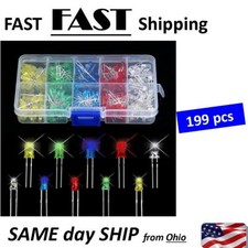 199Pcs 3mm 5mm LED Light White Yellow Red Blue Green Assortment Diodes DIY Kit