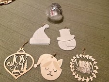 Lot of 6 New Wooden Christmas Ornaments Designs Arts Crafts DIY Holiday Decor
