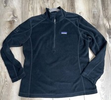 Patagonia Women's 1/4 Zip Fleece lightweight Company Logo Black Size Large