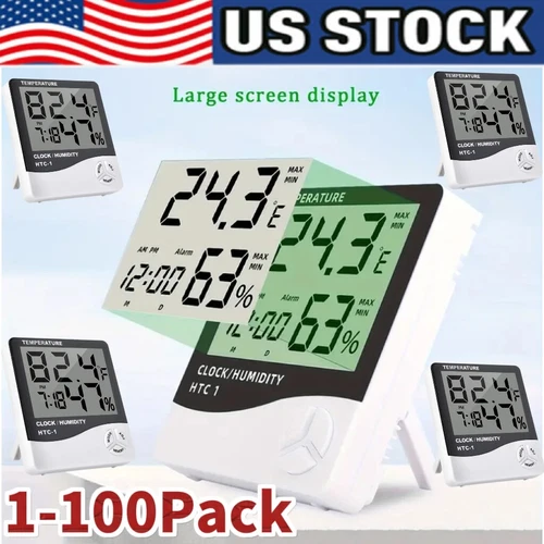 Thermometer Indoor Digital LCD Hygrometer Temperature Humidity Meter Alarm Clock