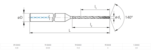 Mikron Tool 2.CD.150400.XL VHM-Bohrer Innenkühlung 15xD Kleinbohrer Ø 6mm d1 4mm - Bild 3 von 5