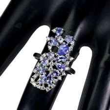 925 Sterling Silver Ring Pear Tanzanite Natural Gemstone Jewelry Sz 7