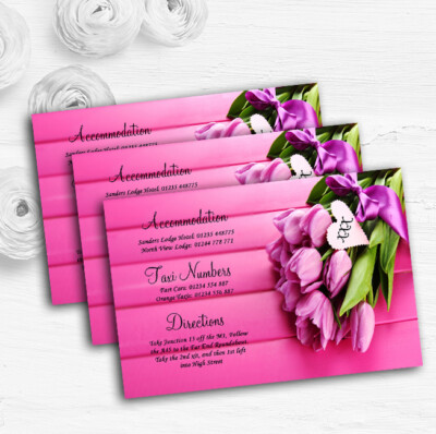 Personalisierte Informationskarten Hochzeitsgast rosa Tulpen