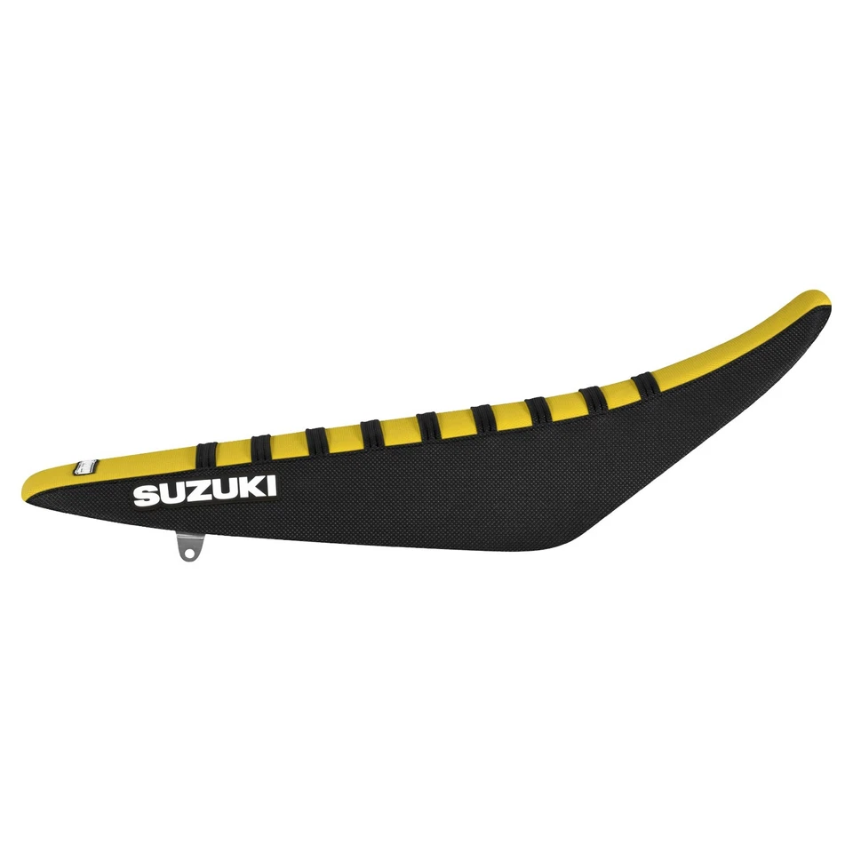 Cubierta de asiento Suzuki RMZ 250 2007-2009 LATERALES NEGROS/PARTE SUPERIOR AMARILLA/COSTILLAS NEGRAS #56 LOGOTIPO Foto 2 de 4