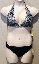  NWT Michael Kors Women's Frozen Chain Ring 2-Piece Bikini Swimsuit Size L