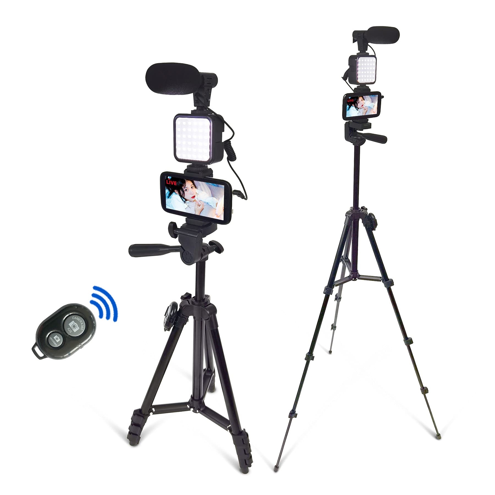 Smartphone Video Kit, Vlogging Kit, Youtuber Kit, with Microphone Light Tripo...-image