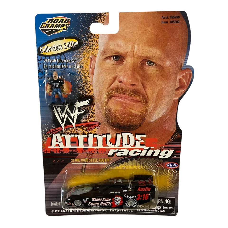 Steve Austin Silver Wheels WWF Attitude Racing 1999 Road Champs 1:64 Diecast Car - Image 2 of 4