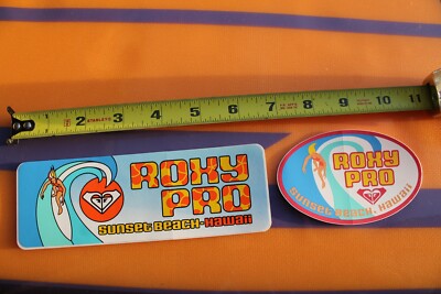 Roxy Pro Sunset Beach Hawaii Quiksilver Girls Vintage Surfing STICKER - Lot of 2