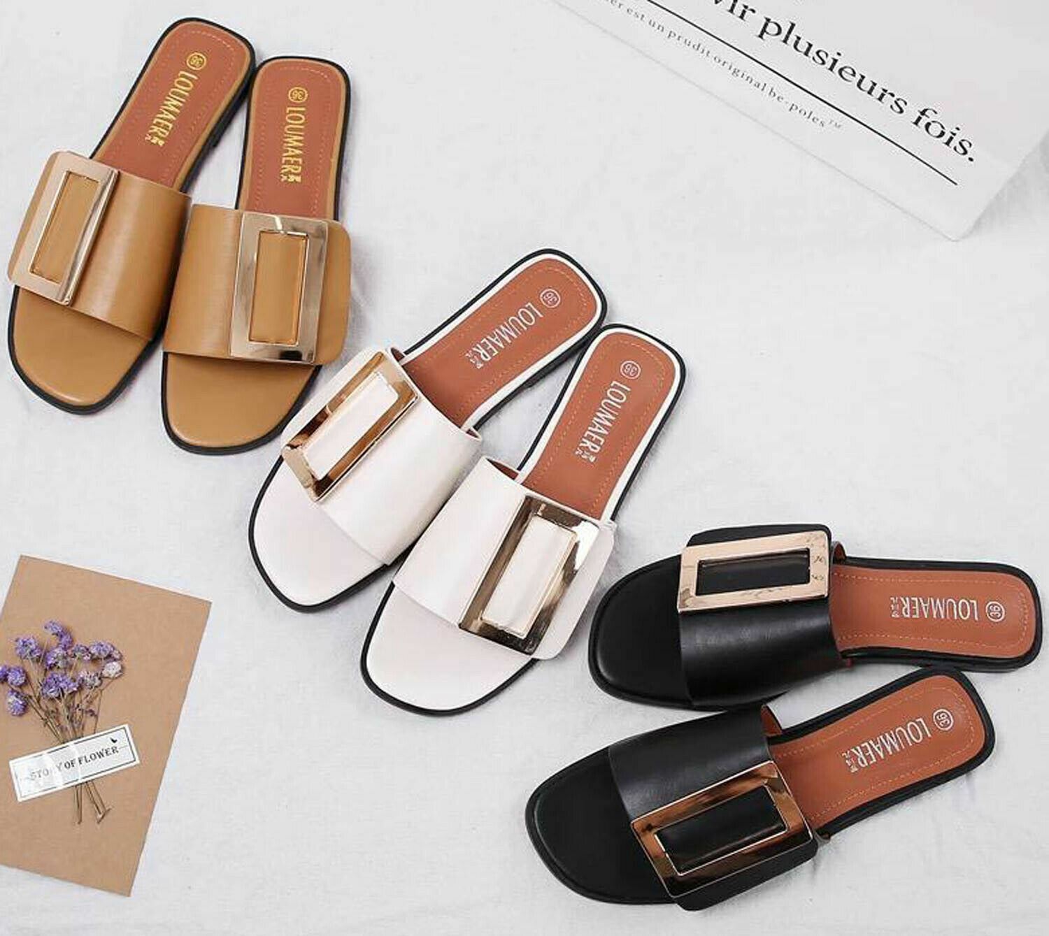 womens flat mules and slides