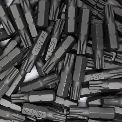 100 Bits TX30 Schrauberbits Innensechsrund Torx Stahl S2 Bit 25mm 1/4'' Aufnahme